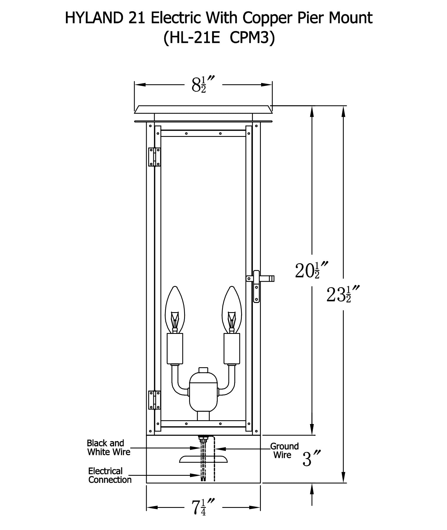 Hyland Electric Post Mount Copper Lantern