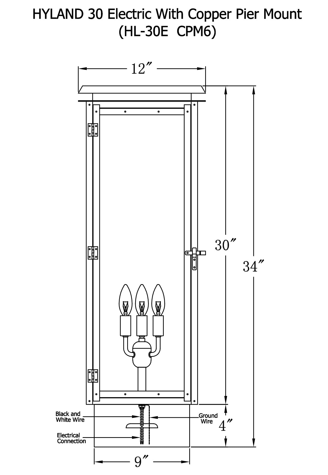 Hyland Electric Post Mount Copper Lantern