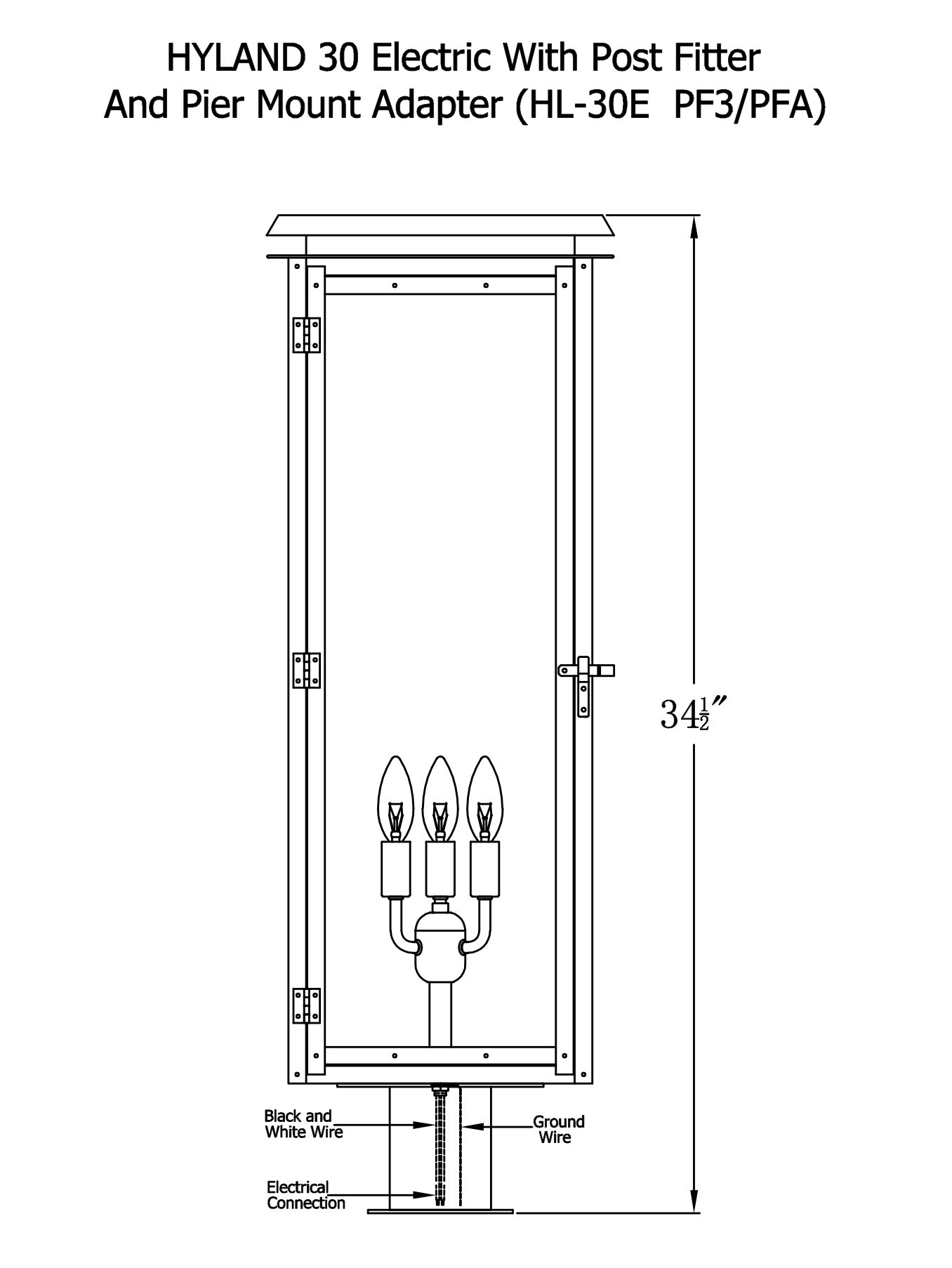 Hyland Electric Post Mount Copper Lantern
